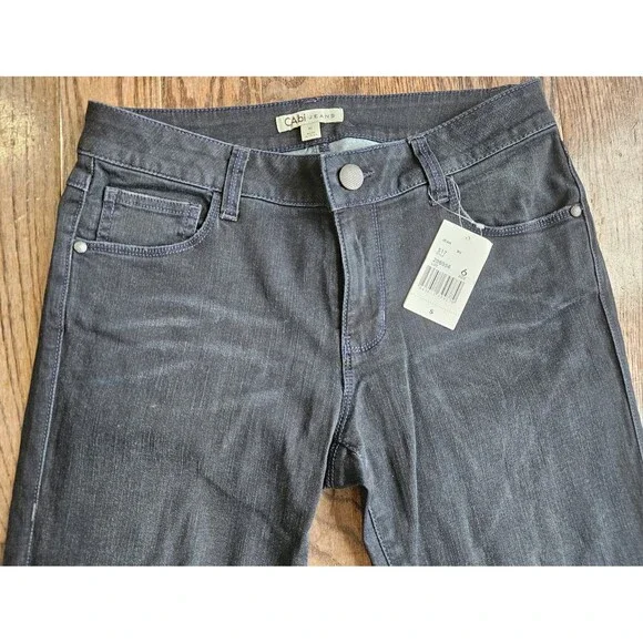 CAbi #517 Black Dark Wash Jeans STRETCH Cropped NWT Women's Size 6 - Picture 4 of 15